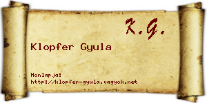 Klopfer Gyula névjegykártya