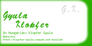 gyula klopfer business card